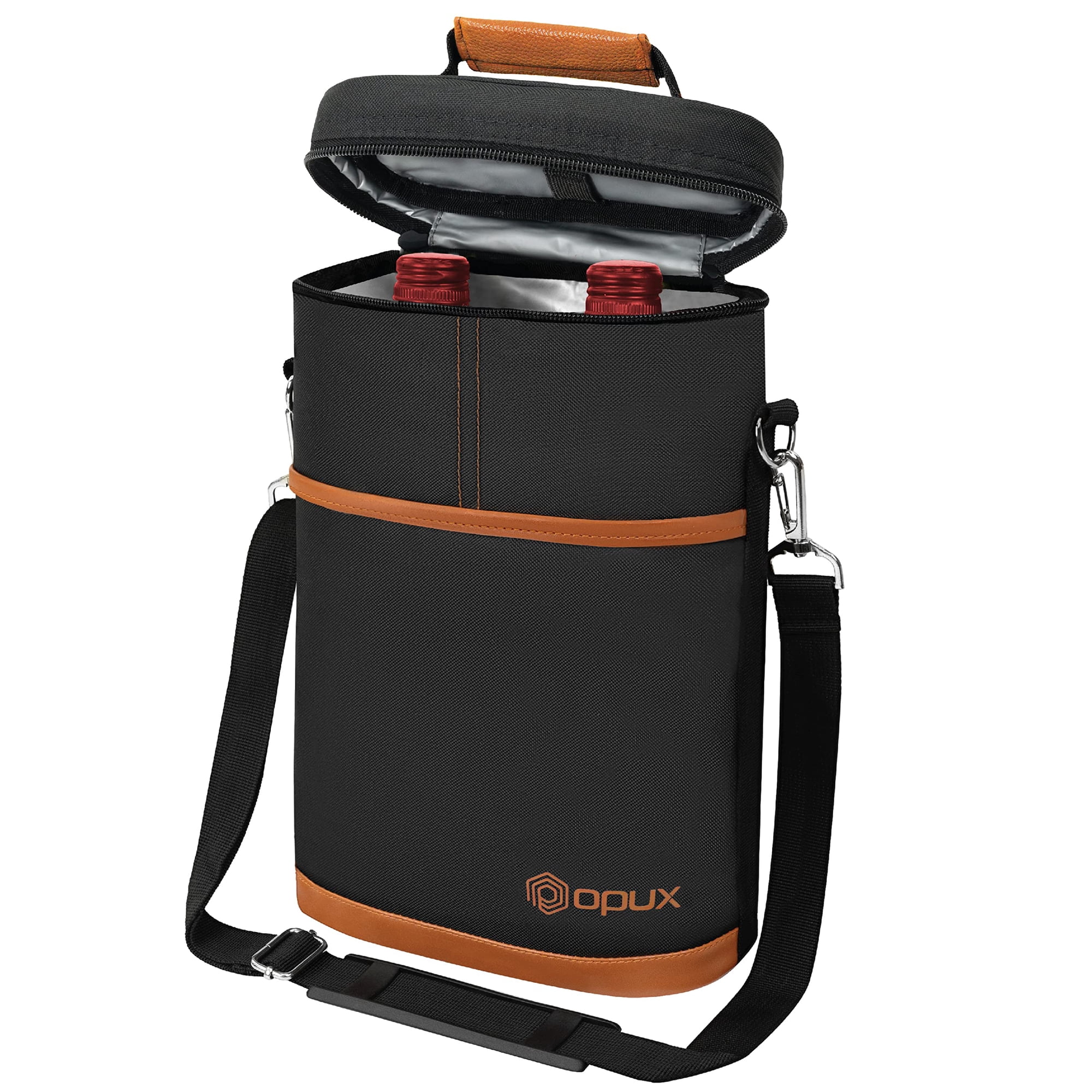 Bolsa Transportadora De Vino Opux De 2 Botellas, Aislada E Impermeable, Color Marrón