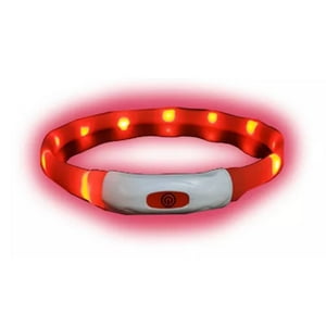 Max - Collar Led Para Perro Recargable 50 Cms Rojo