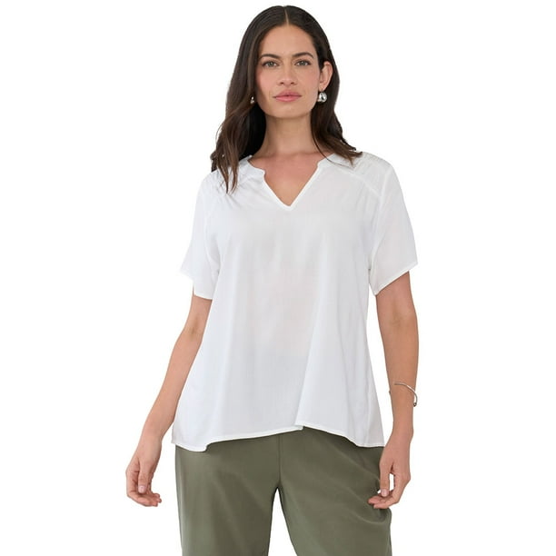Blusa Mujer Manga Corta Hombro Recogido Ecru Corona