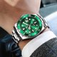 thumbnail image 2 of Reloj OLEVS de lujo de acero inoxidable verde impermeable para hombre, 2 of 9