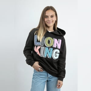 Poleron Mujer Rey Leon Letras Negro Disney
