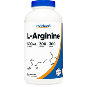 Suplemento Nutricost L-Arginina 500 Mg 300 Cápsulas
