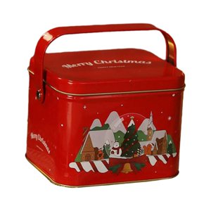 Magideal - Latas De Regalo De Navidad Caja De Regalo De Metal Decorativa Latas De Embalaje Pequeñas Con Tapa Y Asa Para Vacaciones De Dulces , Rojo