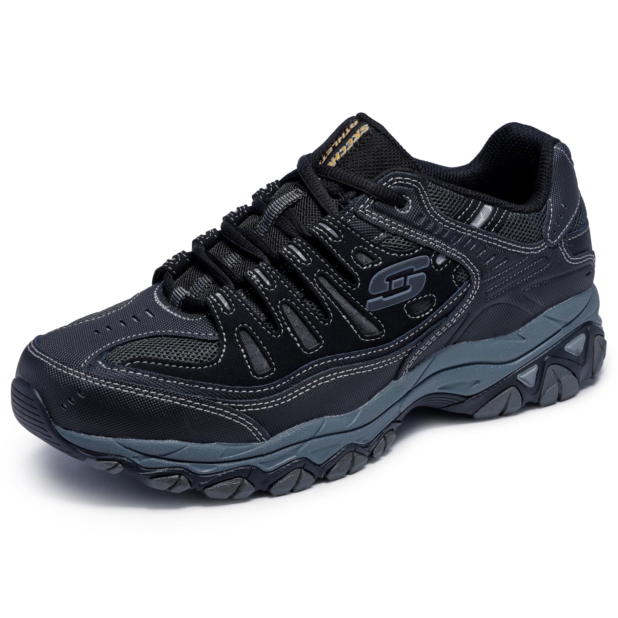 Zapatillas De Moda Skechers Afterburn M. Fit De Cuero Para Hombre Negras