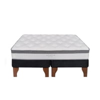 5° Sueño - Cama Europea Stella 2 Plazas 150X190 Cm Base Colchón Madera Negro