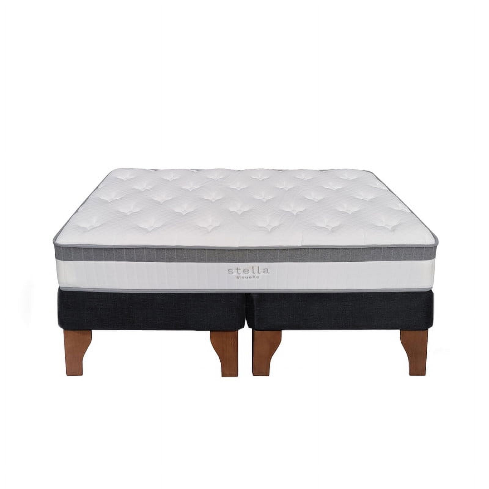 5° Sueño - Cama Europea Stella 2 Plazas 150x190 Cm Base Colchón Madera Negro