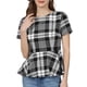 thumbnail image 1 of Blusa con Volantes de Manga Corta Casual de Negocios con Peplum a Cuadros para Mujer INSPIRE CHIC L Negro, 1 of 5