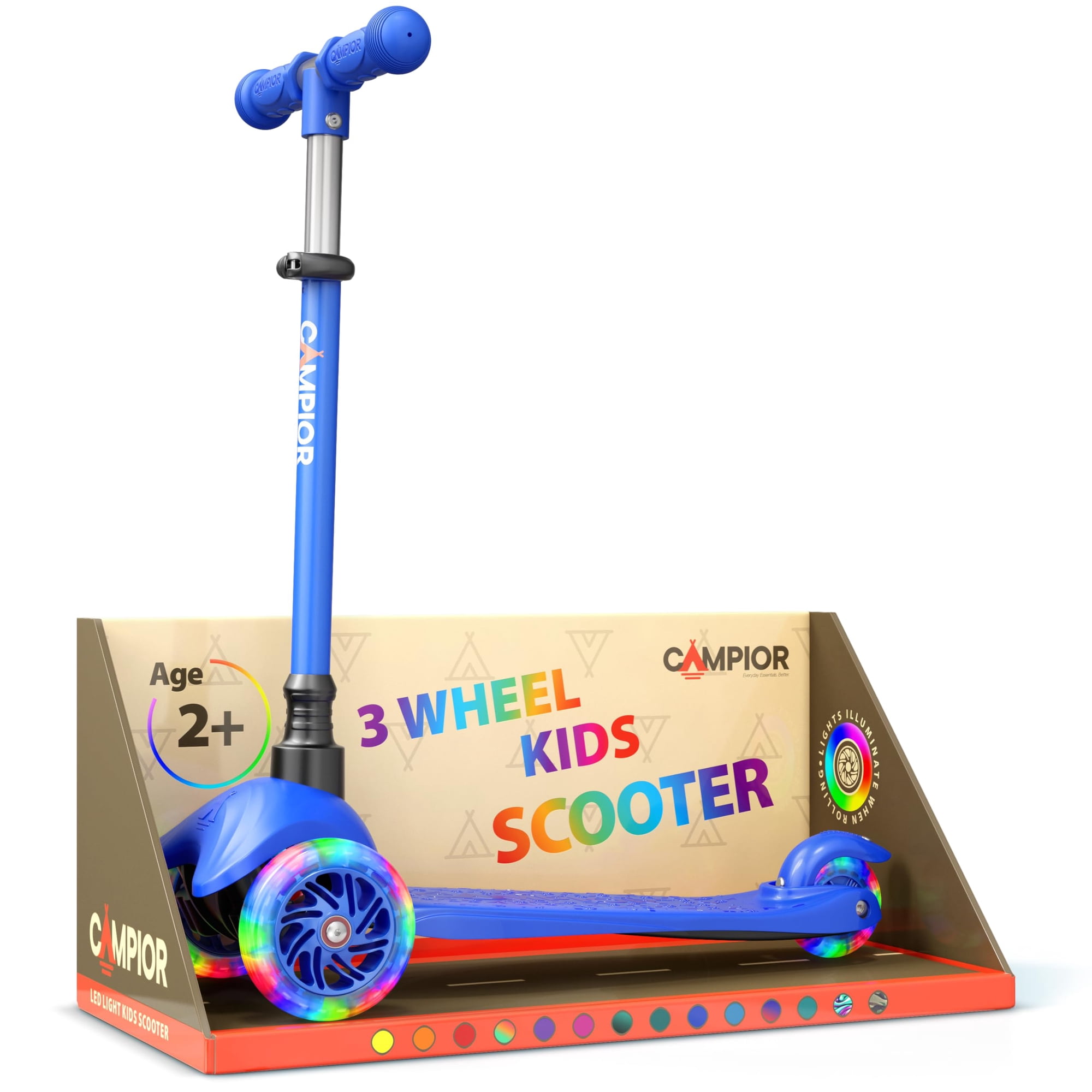 Scooter Campior Blue Mini De 3 Ruedas Para Niños De Más De 2 Años Con Led