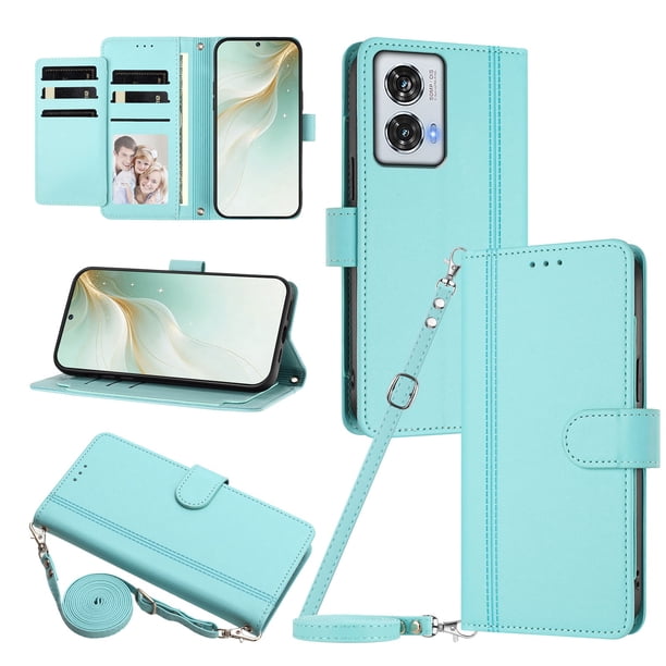 Funda Tipo Libro para Motorola Moto G85 5G, Tapa con Imán, Verde Claro