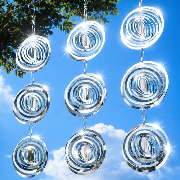 Molino de Viento Antipájaros Factee de Acero Inoxidable con Diseño Reflectante 3D