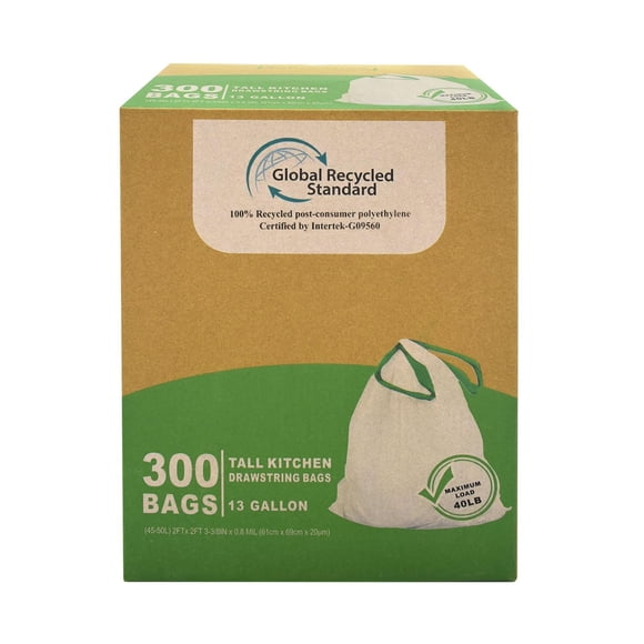 Bolsas de basura TYPLASTICS de 13 galones de altura para cocina, 300 unidades