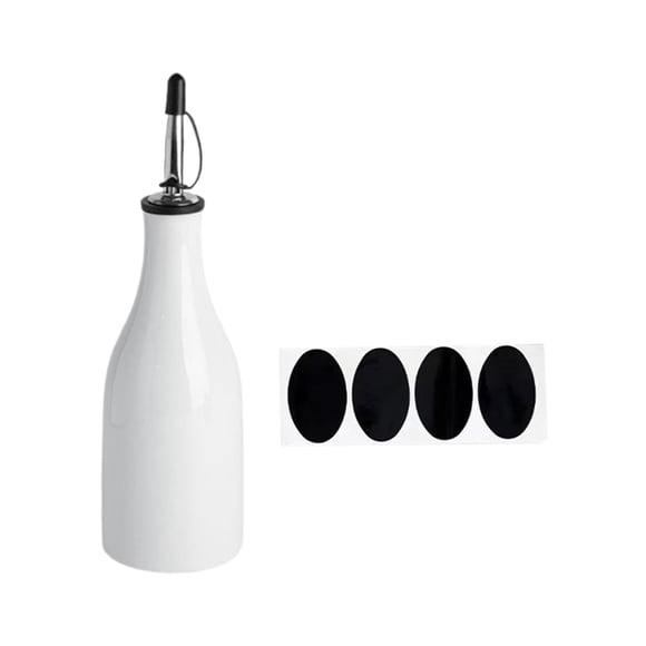Botella De Aceite De Cocina Cerámica Gran Capacidad 300ml Botella Dispensadora De Salsa Shoyu Blanco