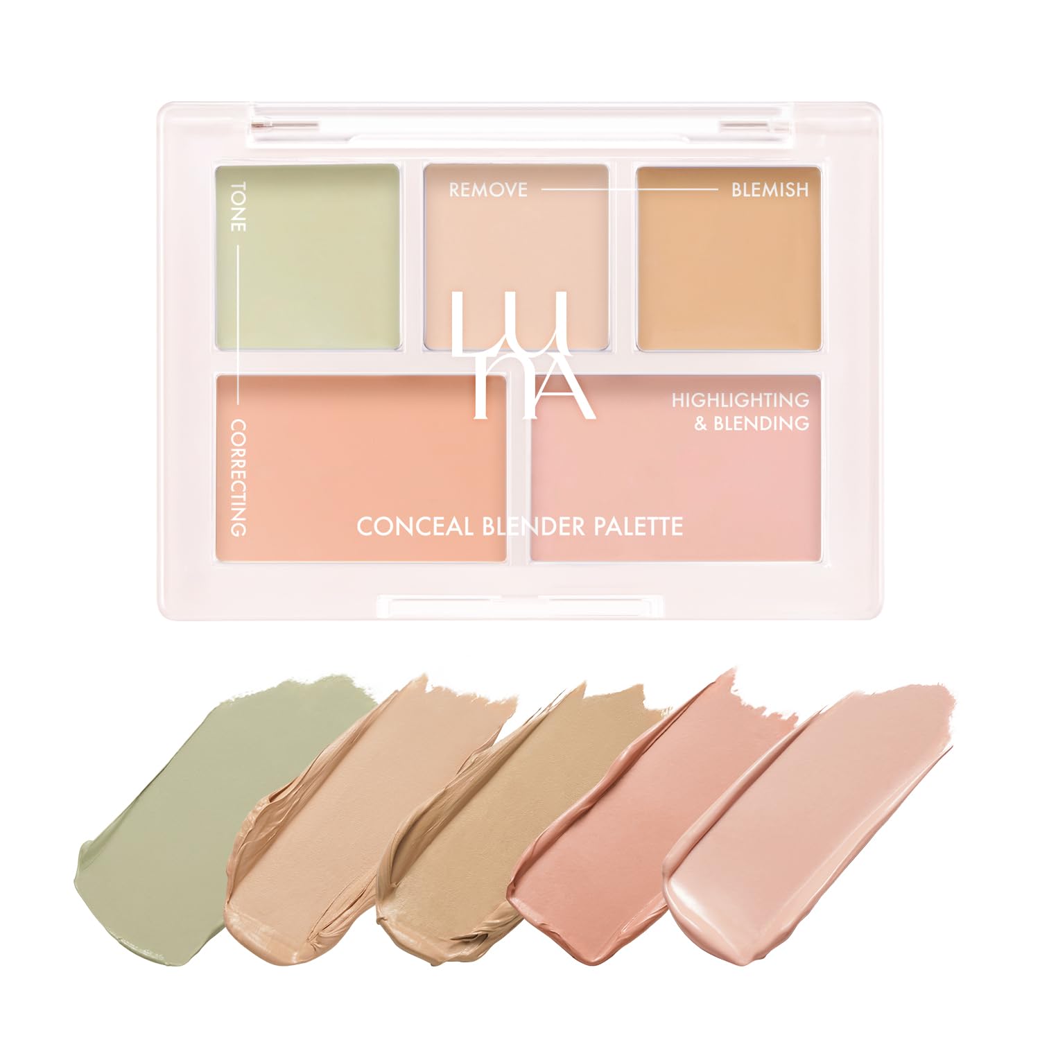 Ak Aekyung - Paleta Batidora Para Maquillaje Y Corrector Luna 01, Funda Transparente, 5 En 1