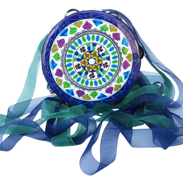 Pandereta de 6 pulgadas, instrumento Musical de percusión, tambor de mano para niños, juguete educativo Musical para fiesta, KTV, Festival infantil, Azul