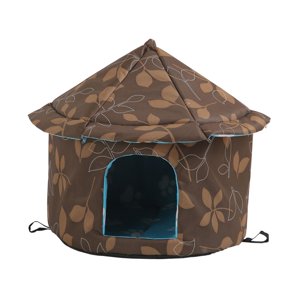 Ioensy - Tela Oxford Para Exteriores, Gatos Salvajes, Casa Cálida, Cama Impermeable, Perrera, Tienda De Campaña, Invierno, Redondo, L, Marrón