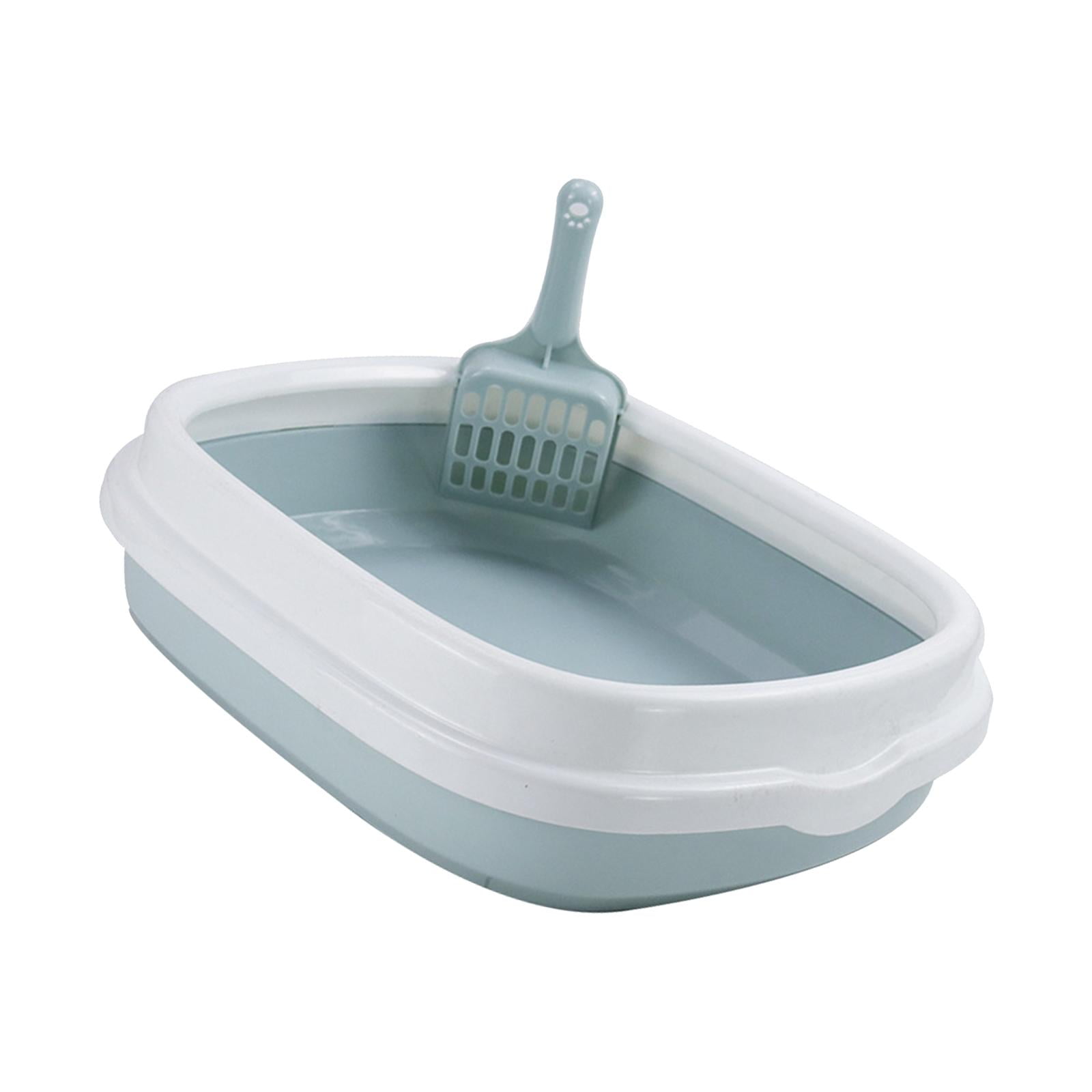 Magideal - Caja De Arena Para Gatos Semicerrada, Bandeja Para Perros Con Bandeja De Cama Elevada, Caja De Arena De Fácil Limpieza, Inodoro Portátil Duradero Para Azul Grande