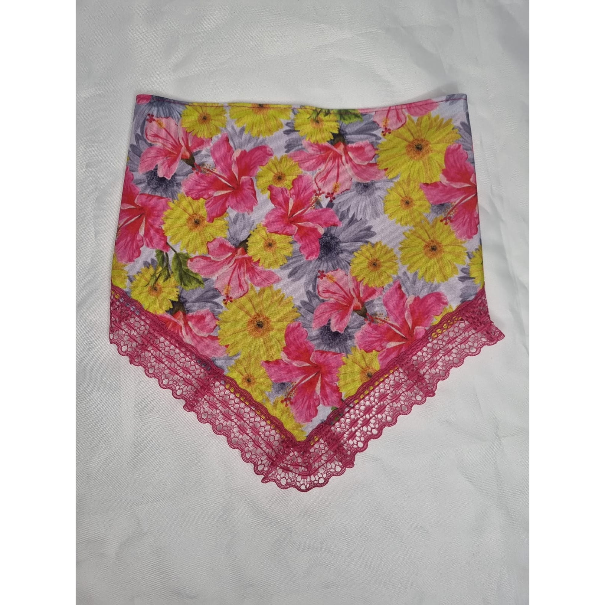 Bandana mascota flores amarillas talla XXS