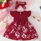 thumbnail image 1 of 2pcs Baby Girls Casual Floral Graphic Print Bowknot Fly Sleeve Dress & Headband Set Clothes, 1 of 5