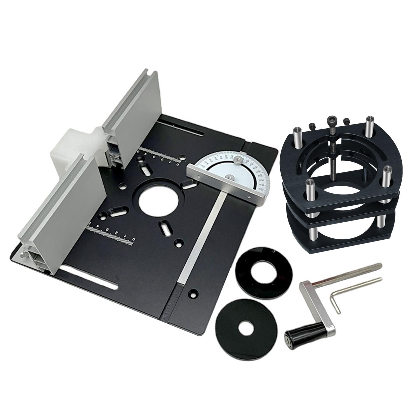 Magideal - Juego De Placa Y Elevación De Enrutador Compatible Con Máquina De Corte De 64-66 Mm, Carpintería, Bricolaje, Para Bancos De Trabajo De Enrutador De Plato Negro