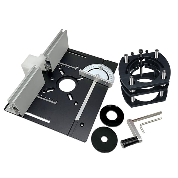 Juego de placa y elevación de enrutador compatible con máquina de corte de 64-66 mm, carpintería, bricolaje, para bancos de trabajo de enrutador de Plato negro