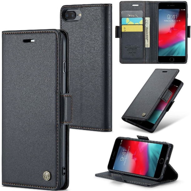 CaseMe tipo cartera iPhone 7 Plus/8Plus con cierre magnético, RFID, tarjetero, soporte, carga inalámbrica