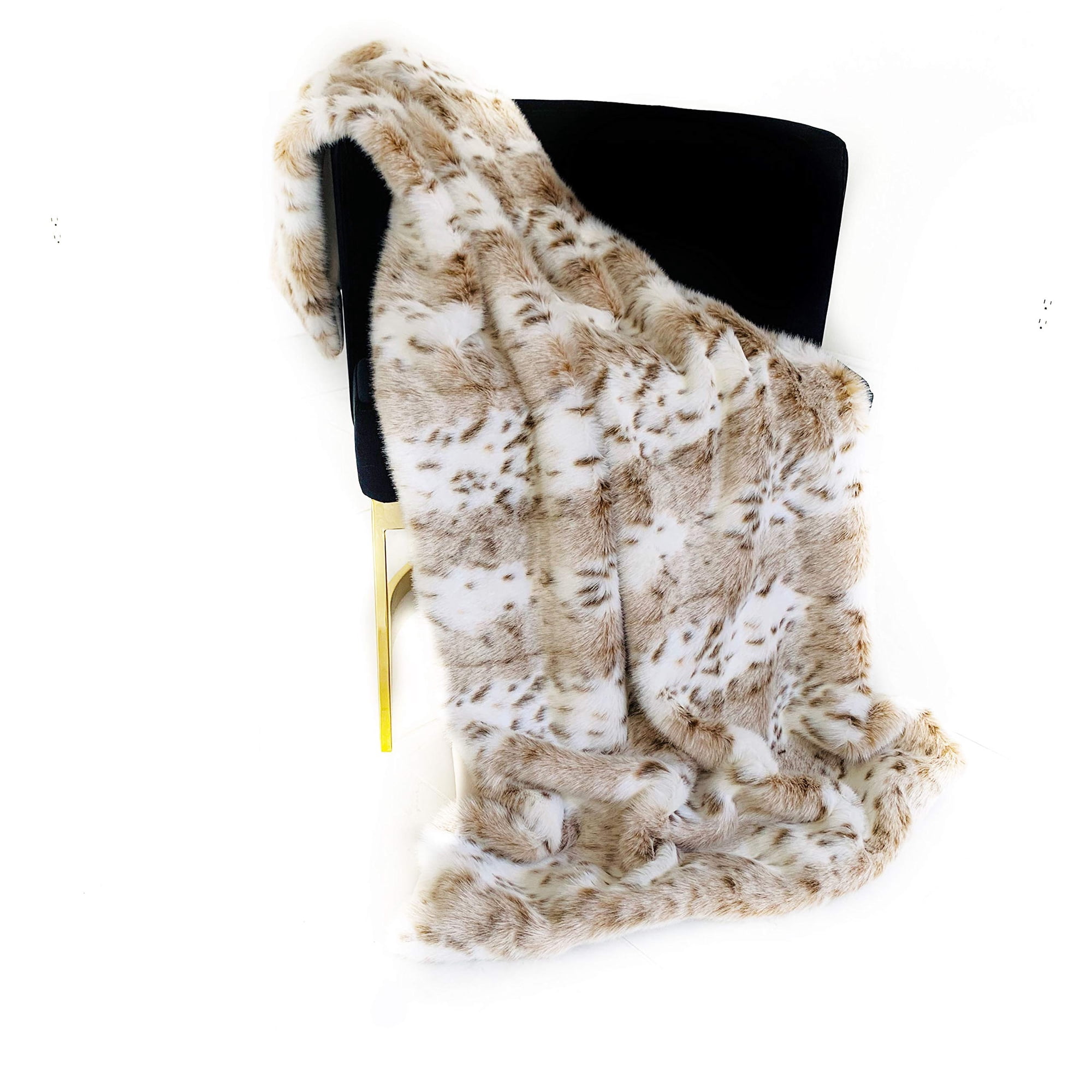 Manta Plutus Brands Plutus Brands De Piel Sintética De Leopardo De Lujo, Marrón Y Beige