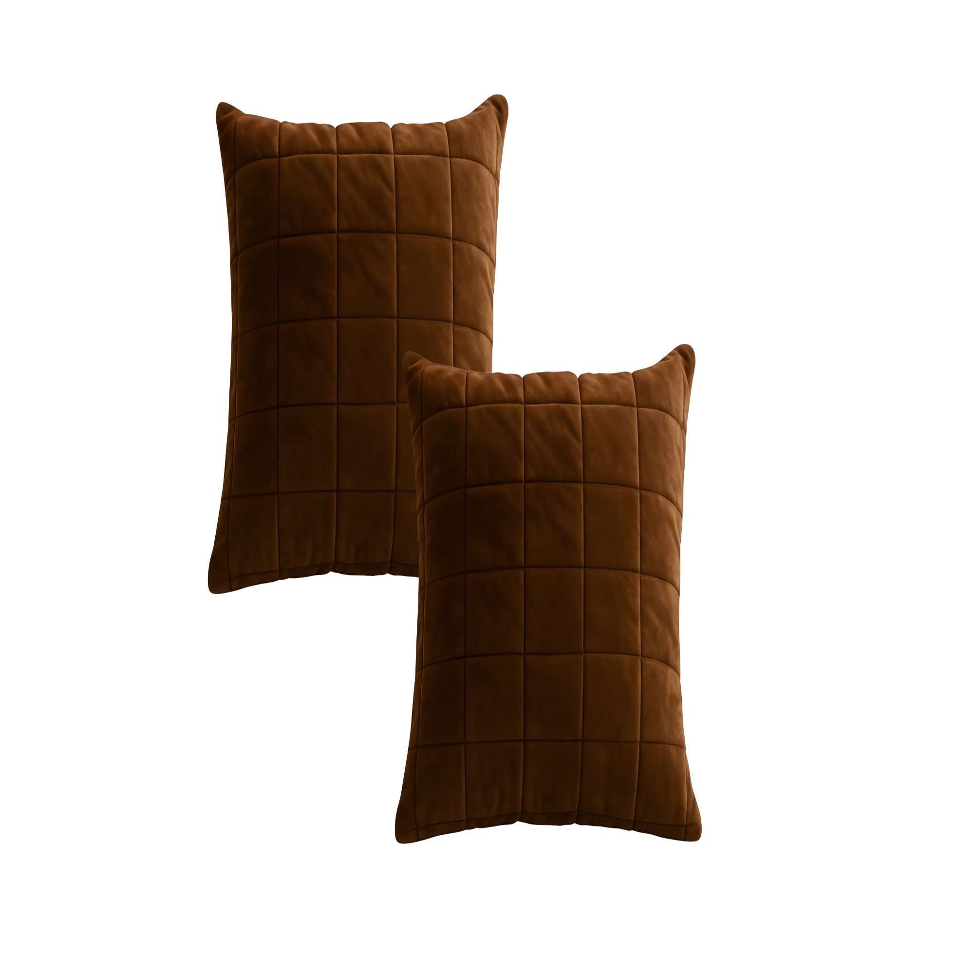 Genérico - Set De 2 Fundas De Cojin Terciopelo Grid 45x45 Marron