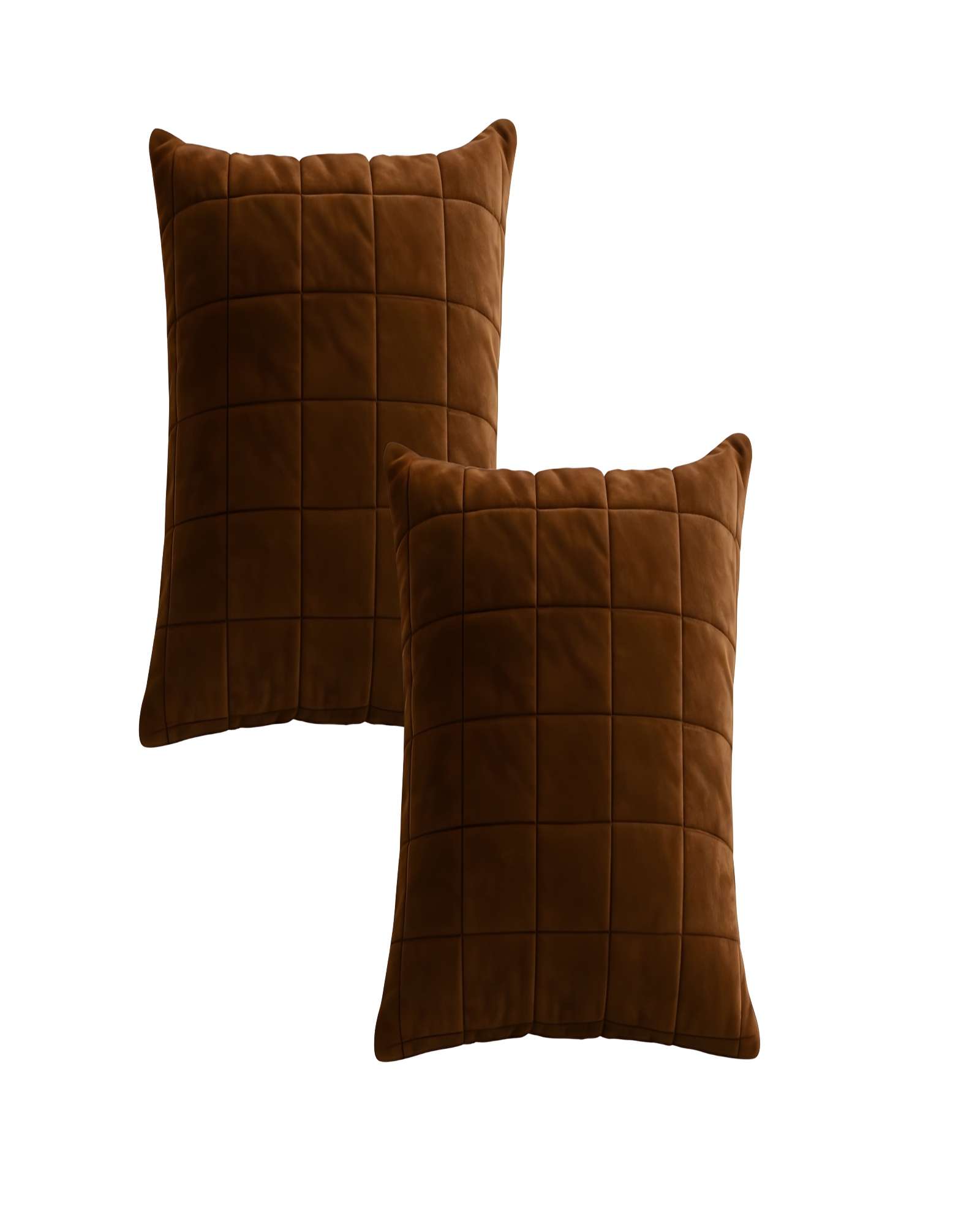 Genérico - Set De 2 Fundas De Cojin Terciopelo Grid 45X45 Marron