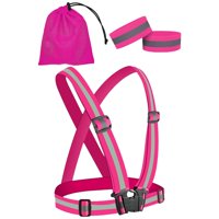 Ioensy - Chaleco Reflectante De Running Elástico Ajustable Para Marcha Nocturna En Bicicleta Rosa