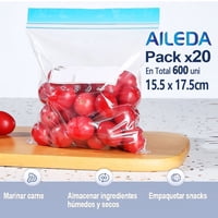 Bolsas Zipl Cierre Hermetico Para Alimentos Aileda S 15X17Cm En Total 20 Paquetes （Envasado Con 30 Unidades Por Bolsa）