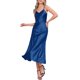 thumbnail image 4 of Vestido de satén con tirantes finos y escote en V elegante maxi de CURVOSPORT para mujer M Azul Real, 4 of 6