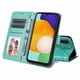 thumbnail image 4 of Funda tipo cartera FOXDOCK para Samsung Galaxy A13 5G , diseño girasol en relieve, cuero PU, cierre magnético, soporte y tarjetero, 4 of 5
