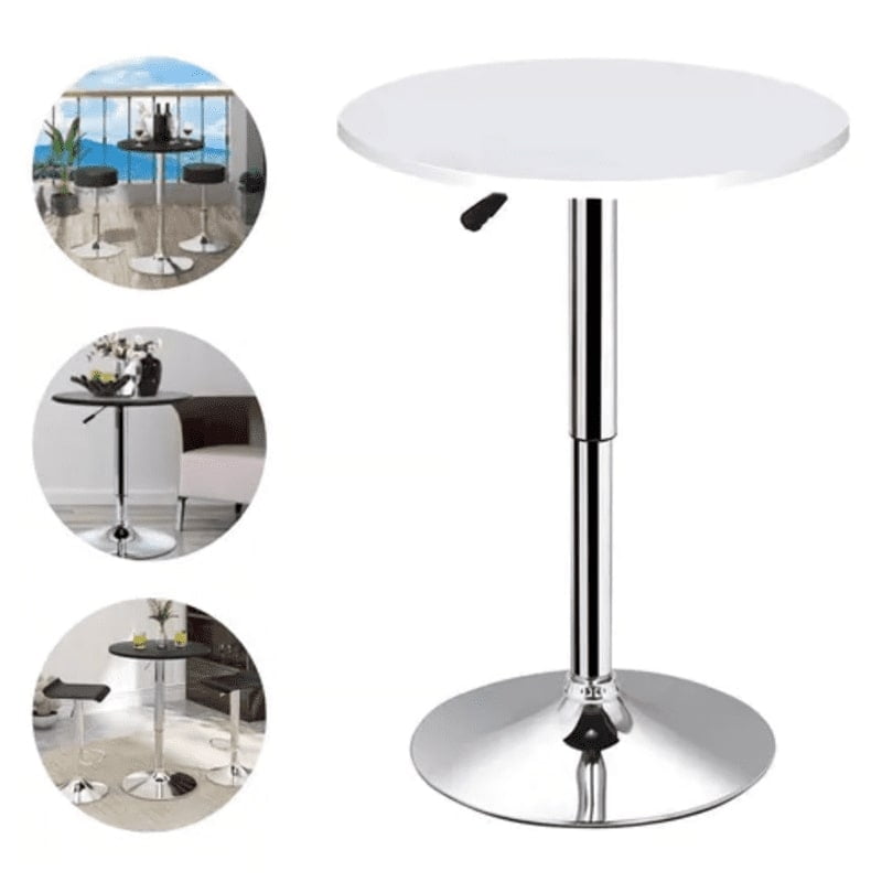 Genérico - Mesa Bar Altura Regulable 60 A 93 Cm Diametro Comedor Gira 360° Blanco