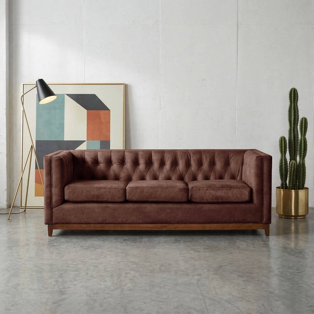 Latam Home - Sofa Roma 3c Cuero Colorado Marron