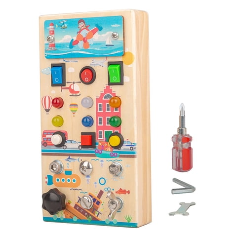 Magideal - Tablero De Control De Madera Para Niños, Juguete Iluminado, Tablero De Actividades, Interruptor, Tablero De Actividades, Juguete De Viaje Para Bebés D