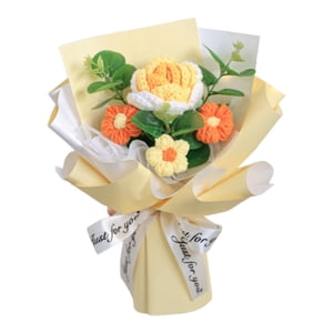 Bothyi - Ramo De Flores Artificiales De Ganchillo Para Boda, Hecho A Mano, De Punto, Amarillo