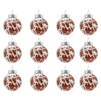 Bothyi - 12 Bolas Navideñas De 2,4 Pulgadas Con Diseño De Vaca, Multifuncionales, Temática Occidental, Marrón Y Blanco