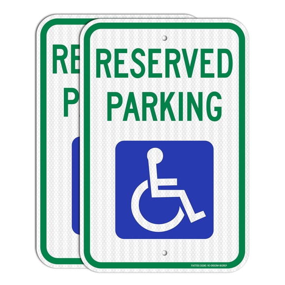 Letrero De Estacionamiento Reserved Handicap 45 X 30 Cm Aluminio (paquete De 2)