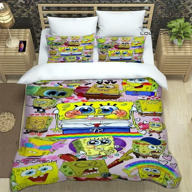 3D Cartoon S-Sponge-bob Bedding Sets exquisite bed supplies set duvet cover bed comforter set bedding set luxury birthday gift
