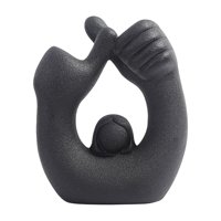 Magideal - Florero De Cerámica S Tallos Manojo Esmalte Brote Decorativo Florero Gesto Estatua Para El Hogar Interior Sala De Estar Dormitorio Fiesta Negro