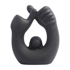 Magideal - Florero De Cerámica S Tallos Manojo Esmalte Brote Decorativo Florero Gesto Estatua Para El Hogar Interior Sala De Estar Dormitorio Fiesta Negro