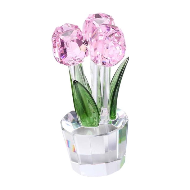 Figura De Rosa Para Mamá, Regalo De Rosa Para Novia, Centro De Mesa Para El Hogar, Flor De Vidrio Rosa