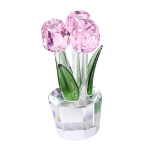 Bothyi - Figura De Rosa Para Mamá, Regalo De Rosa Para Novia, Centro De Mesa Para El Hogar, Flor De Vidrio Rosa