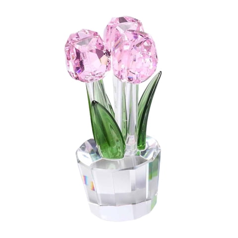 Bothyi - Figura De Rosa Para Mamá, Regalo De Rosa Para Novia, Centro De Mesa Para El Hogar, Flor De Vidrio Rosa