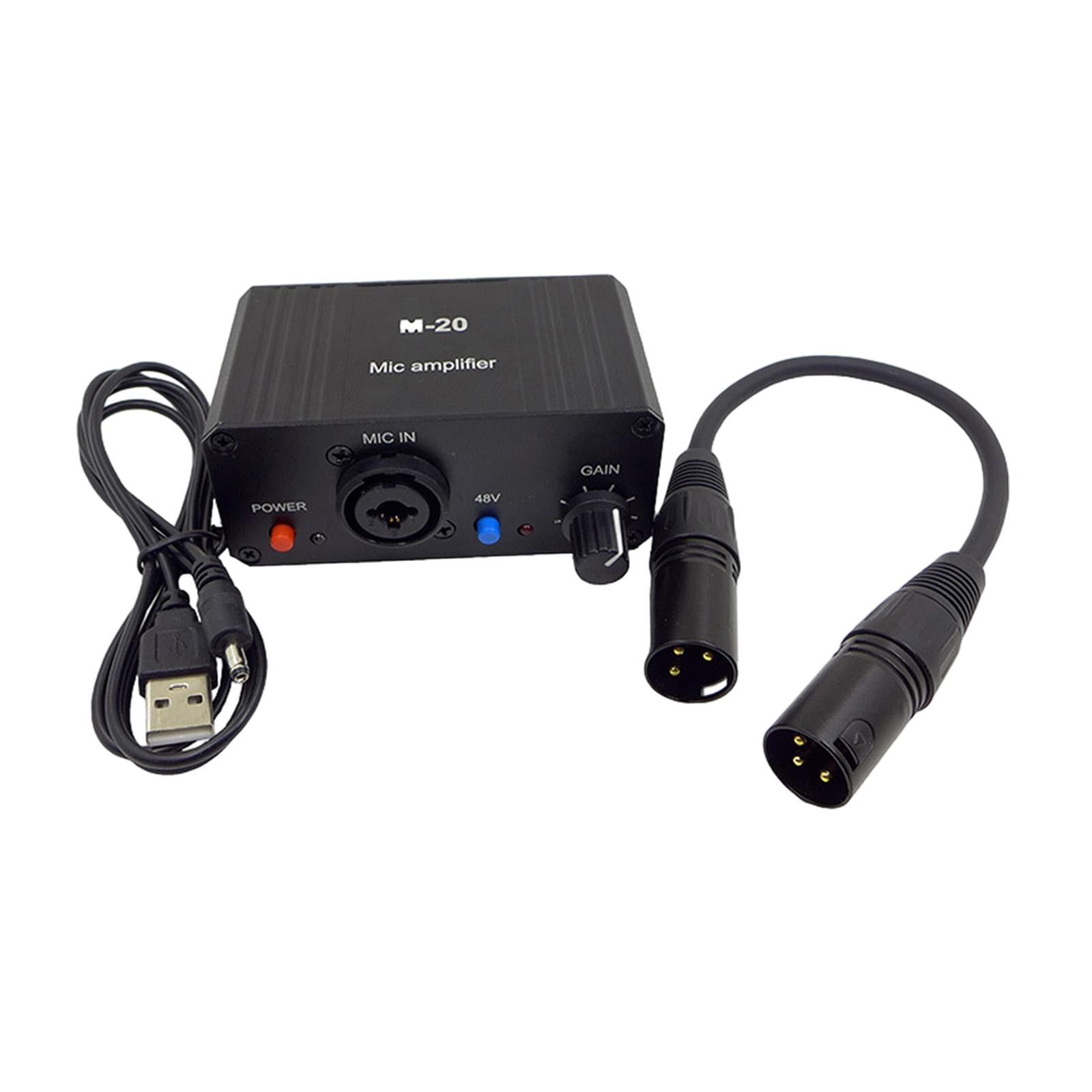 Magideal - Preamplificador De Micrófono Amplificador Sistema Estéreo Micrófono Dinámico Xlr Portátil Amplificador De Audio M 20 De 48v Amplificador De Micró Xlr A