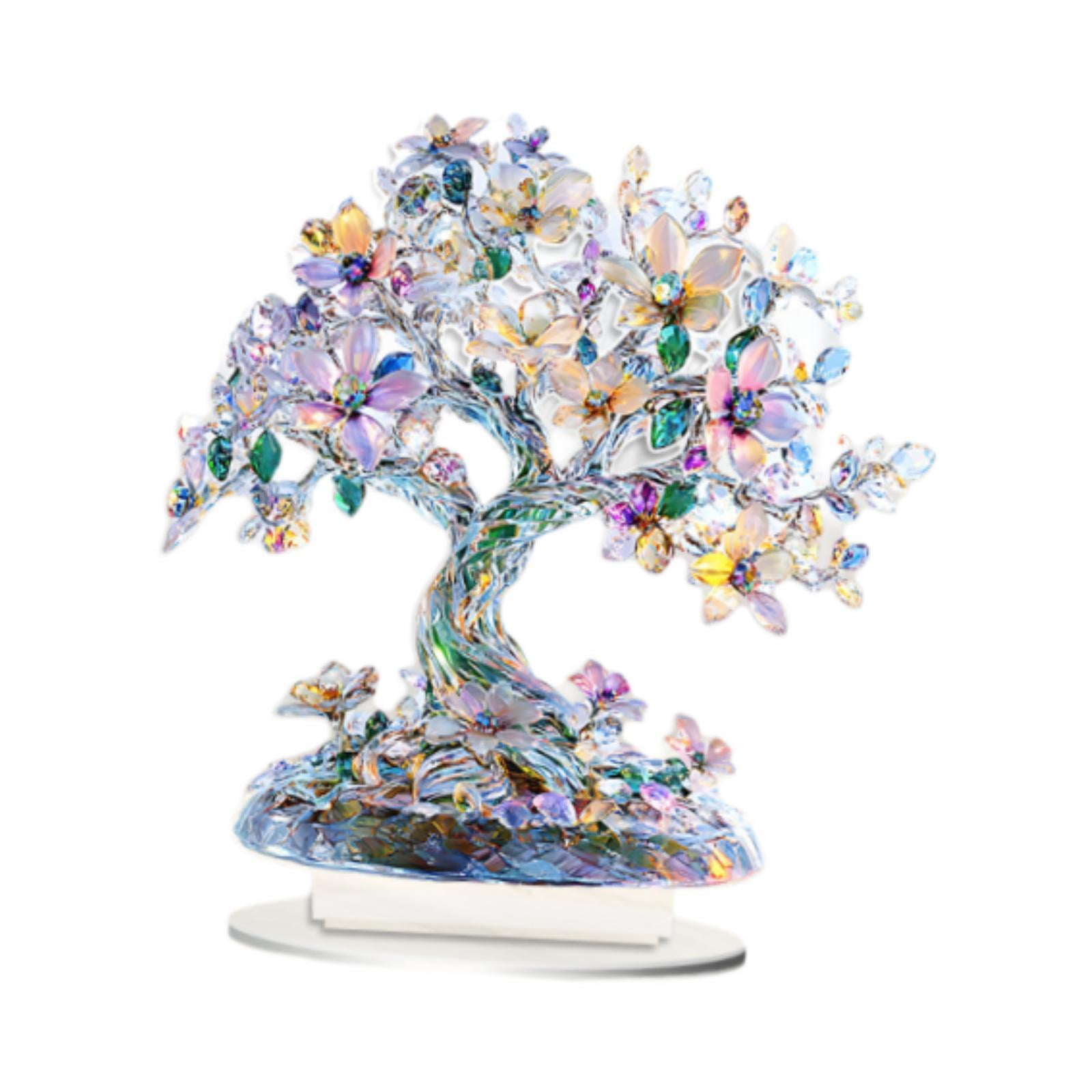 Magideal - Decoración De Escritorio De Adornos De Árbol De Vida Acrílico Decoración De La Casa 2d Coleccionable Con Centro De Mesa De Base Para El Estante Para E Estilo B