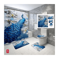 Genérico - Cortina De Ducha Con Set De Alfombra Tapete
