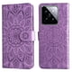 thumbnail image 1 of Funda tipo cartera FOXDOCK para Xiaomi 14 , diseño girasol en relieve, cuero PU, cierre magnético, soporte y tarjetero, 1 of 5