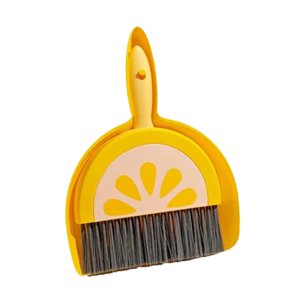 Magideal - Juego De Mini Recogedor Y Cepillo, Juego De Escoba Para Niños Pequeños, Regalos De Cumpleaños, Cepillo De Limpieza Portátil Y Recogedor Combinado Para Limón