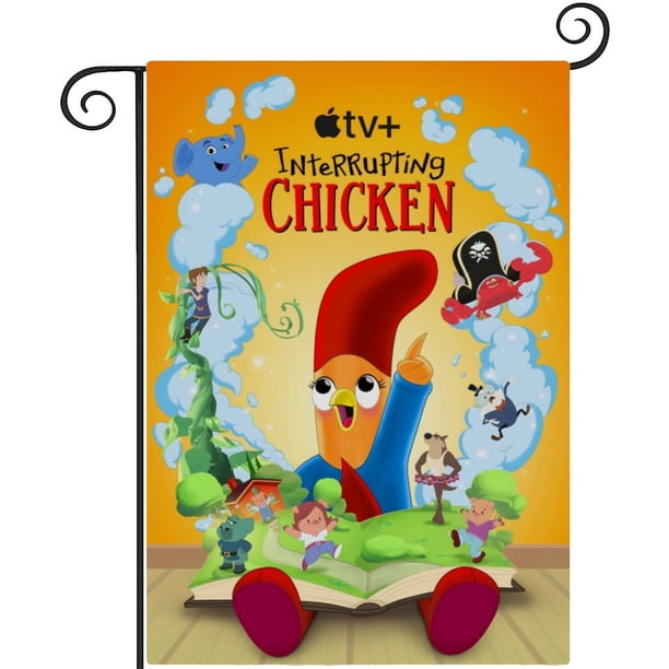 Pollo Interrumpido-bandera de jardín temática. Regalo perfecto para fans, amigos y familiares, ideal para actividades al aire libre y decoración de fiestas.28CM*45CM